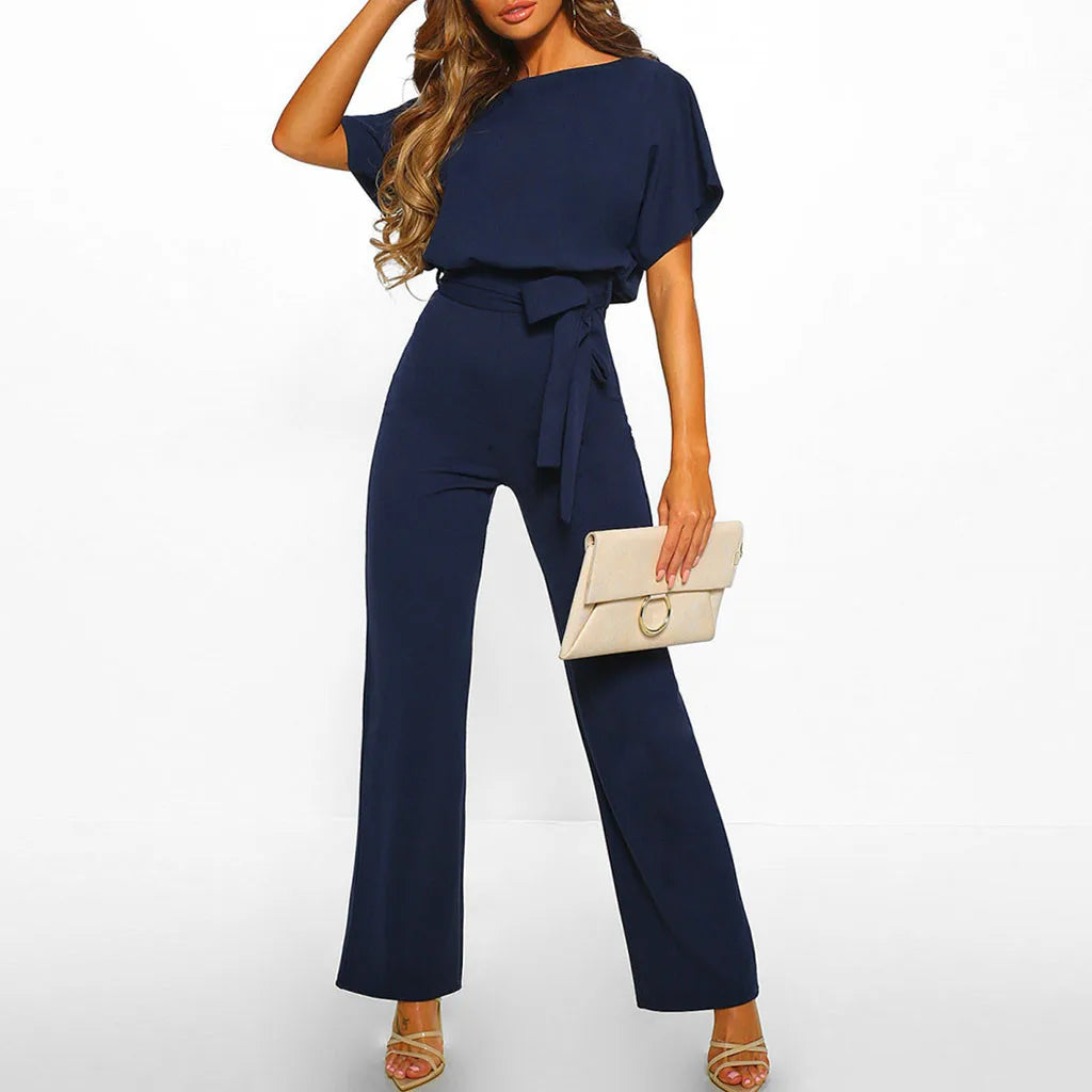 Short Sleeve Wide Leg Jumpsuit