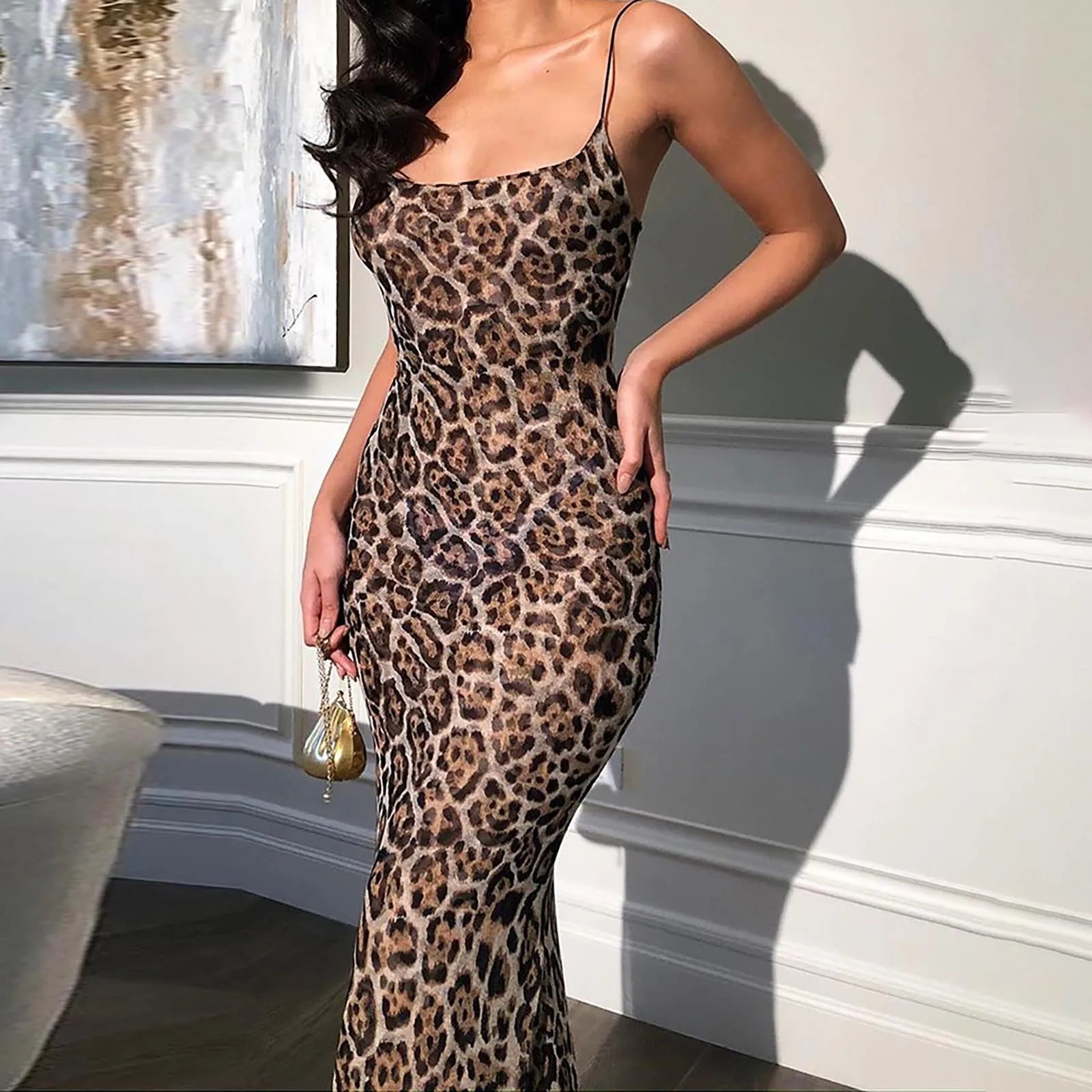 Leopard Print Long Bodycon Dress