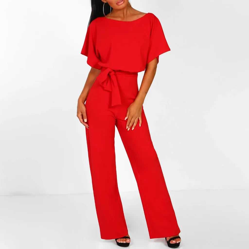 Short Sleeve Wide Leg Jumpsuit