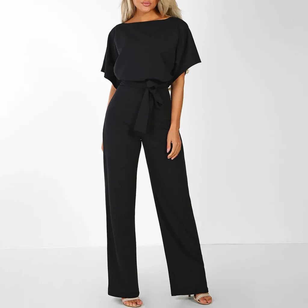 Short Sleeve Wide Leg Jumpsuit