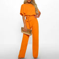 Short Sleeve Wide Leg Jumpsuit